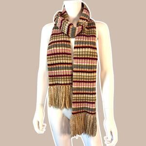 Y2K Vtg Abercrombie & Fitch Striped Scarf Wool Blend Multicolor Preppy Cabincore